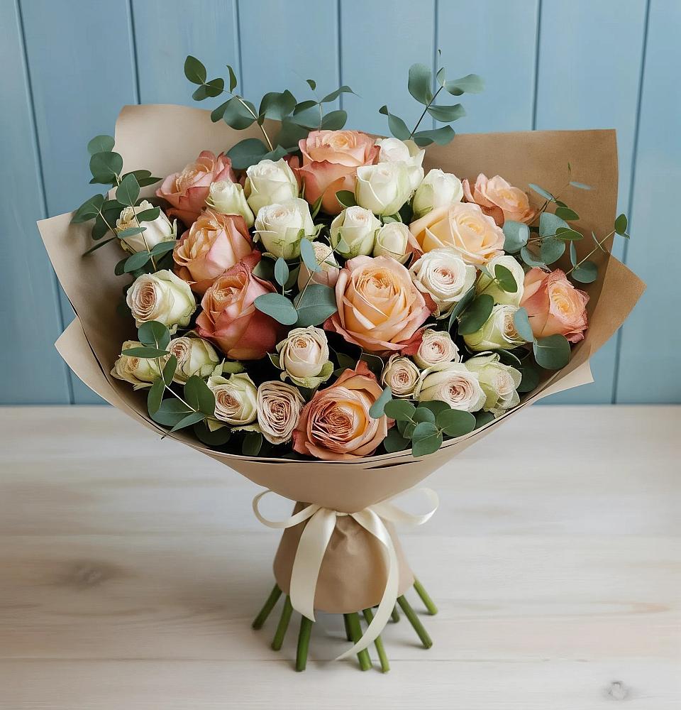 Букет цветов из: Альстромерии и Розы в Первомайском Карачаево-Черкесской республики