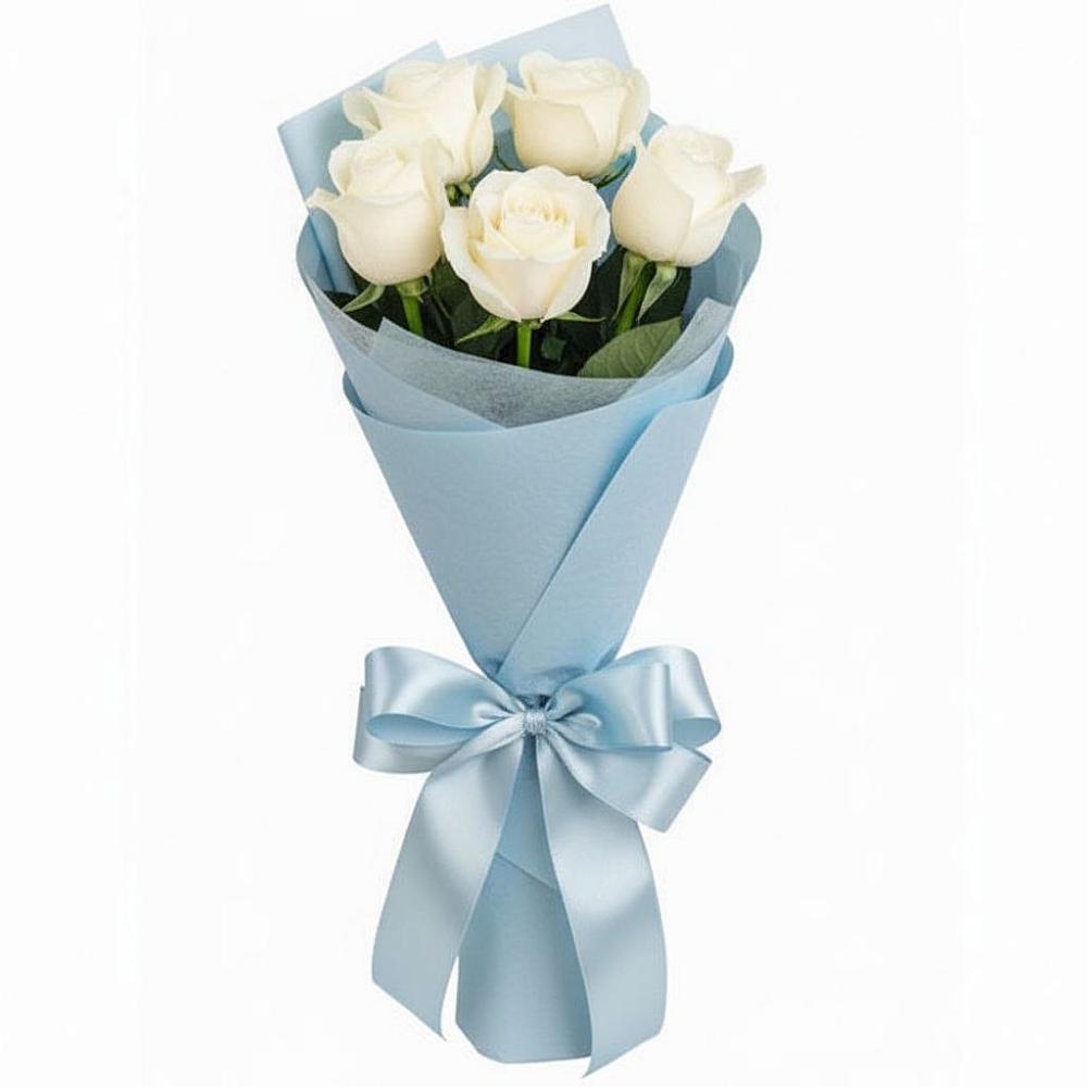 Букет 5 Белых роз Проуд в Первомайском Карачаево-Черкесской республики