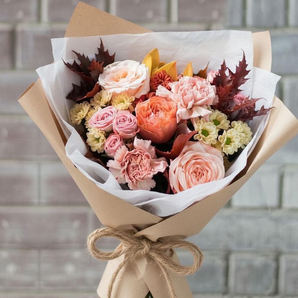 Букет цветов из: Гвоздики, Хризантемы и Розы в Первомайском Карачаево-Черкесской республики