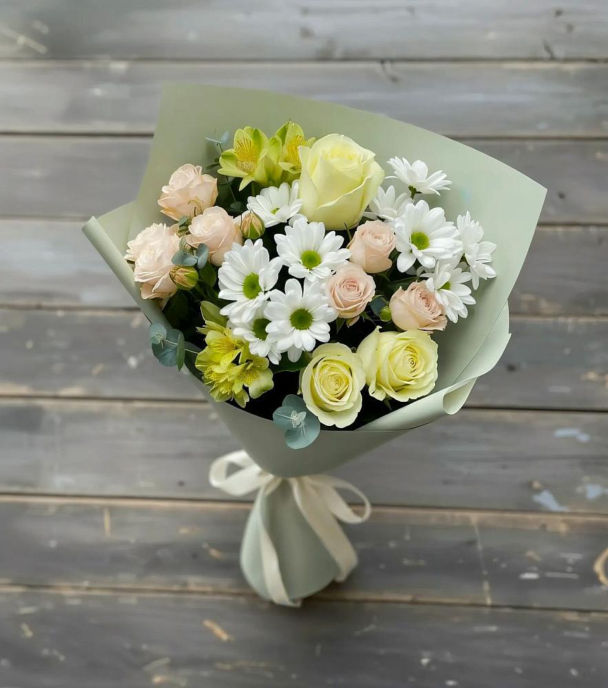Букет цветов из: Альстромерии, Розы и Хризантемы в Первомайском Карачаево-Черкесской республики