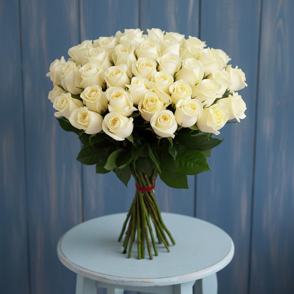 Букет 51 Белая роза Эдлесс Лав в Первомайском Карачаево-Черкесской республики