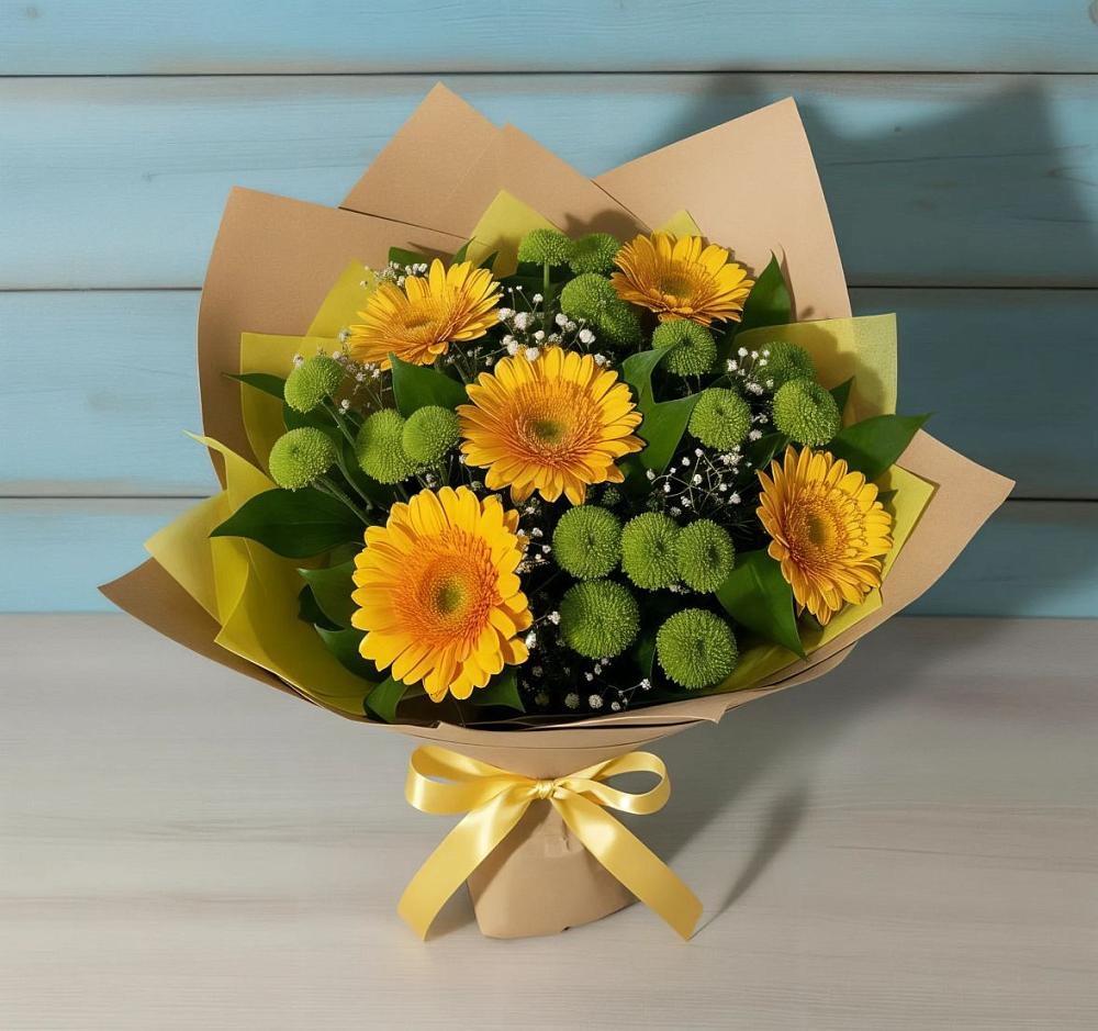 Букет цветов из: Герберы и Хризантемы в Первомайском Карачаево-Черкесской республики