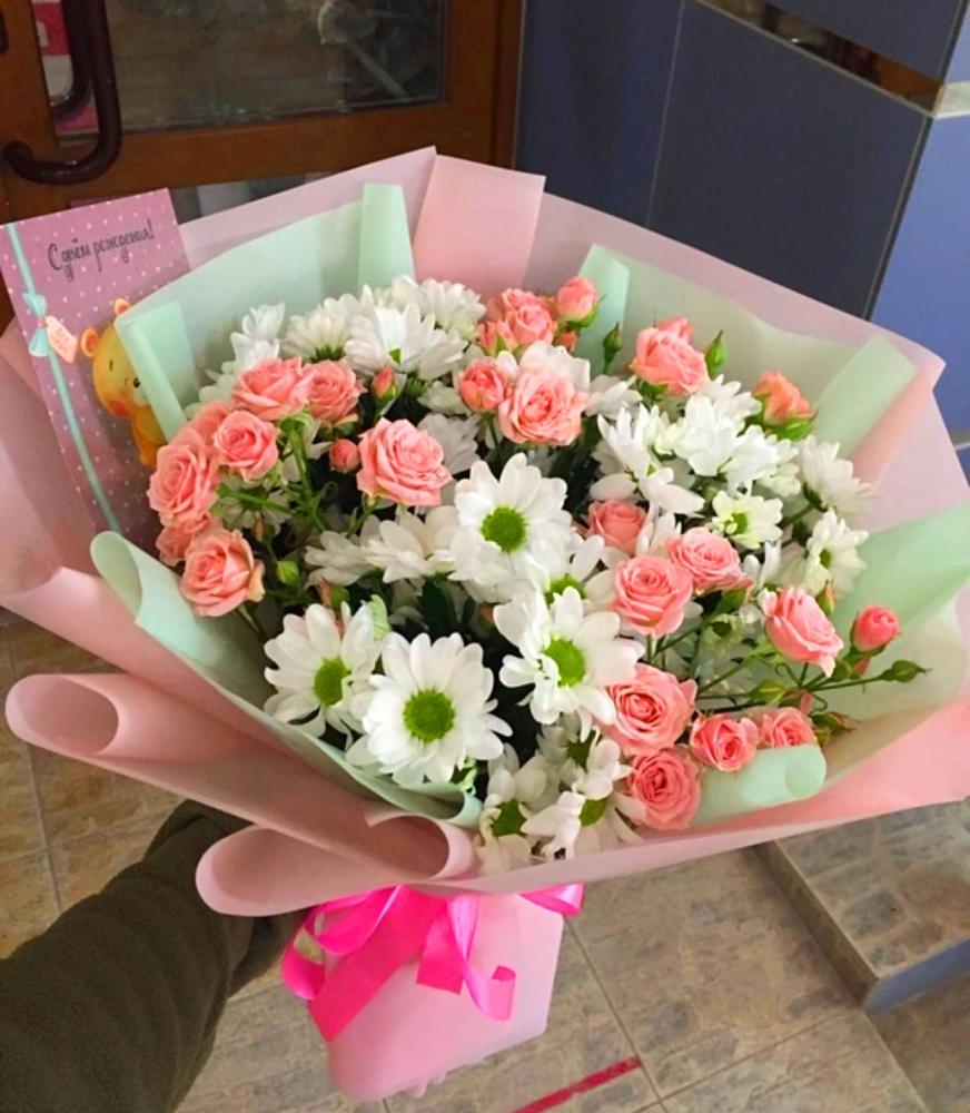 Букет цветов из: Розы и Хризантемы в Первомайском Карачаево-Черкесской республики