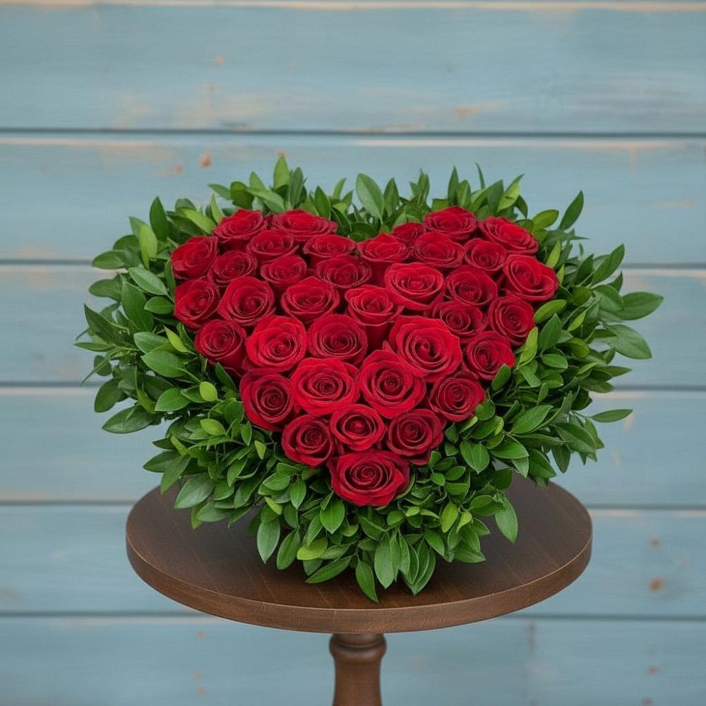 Цветочная композиция из Розы в виде сердца в Первомайском Карачаево-Черкесской республики