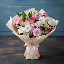 Букет цветов из:  Хризантемы, Альстромерии и Розы в Первомайском Карачаево-Черкесской республики