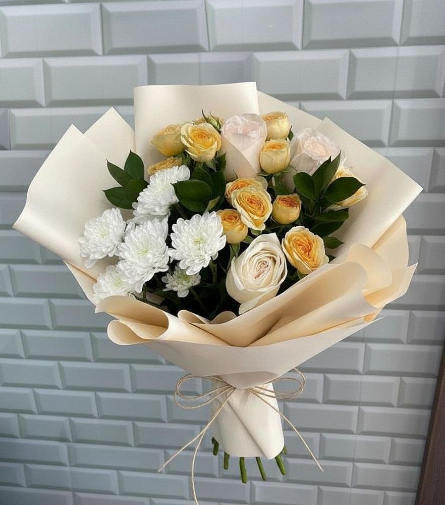 Букет цветов из: Розы и Хризантемы в Первомайском Карачаево-Черкесской республики