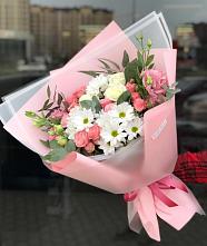 Букет цветов из:  Розы, Лизиантусы и Хризантемы в Первомайском Карачаево-Черкесской республики