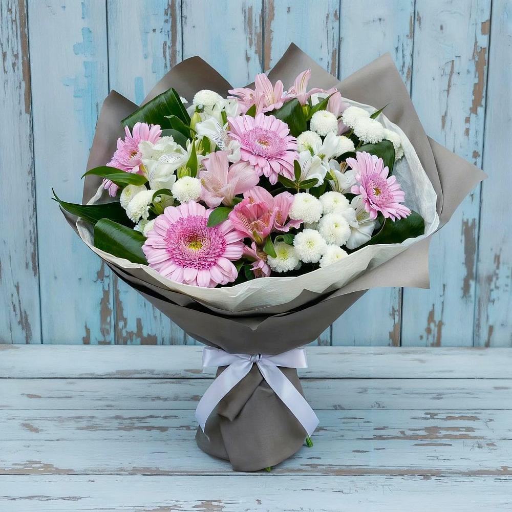 Букет цветов из: Герберы, Альстромерии и Хризантемы в Первомайском Карачаево-Черкесской республики