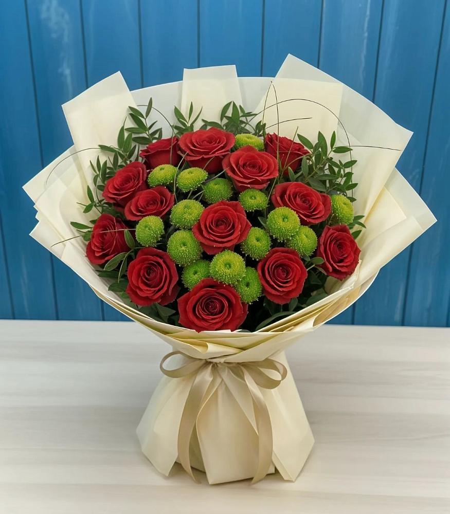 Букет цветов из: Розы и Хризантемы в Первомайском Карачаево-Черкесской республики