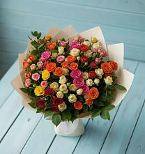 Букет Микс из разноцветных кустовых роз в Первомайском Карачаево-Черкесской республики